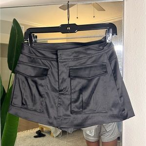 Black satin mini skirt XS